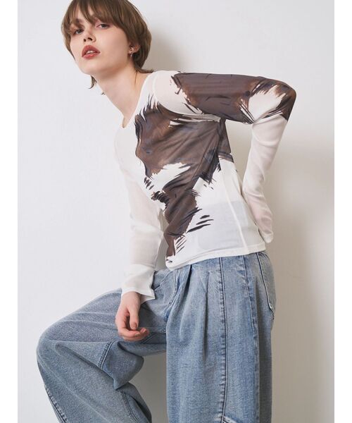 ELENDEEK(エレンディーク)の「ブラードシャギースキンカットソー(Tシャツ/カットソー・レディース・ネイビー/オフホワイト・FREE)」の14枚目の写真