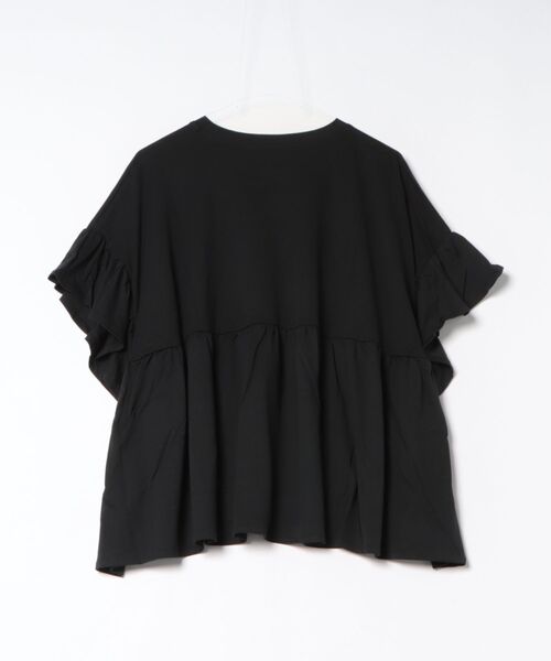 and it_(アンドイット)の「接触冷感フリルTシャツ(Tシャツ/カットソー・レディース・ブラック/アイボリー・M)」の3枚目の写真
