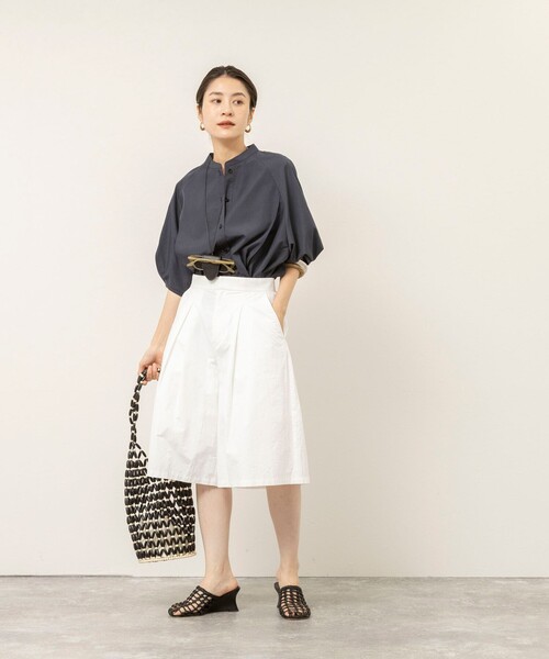 MAQWEL(マクウェル)の「【MAQWEL/マクウェル】ウォッシャブルタックキュロットパンツ(その他パンツ・レディース・ホワイト/ブラック・S/M)」の6枚目の写真