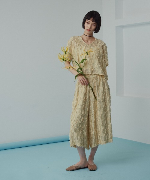 W:Huku(フーク)の「【W:Huku / コットンフリンジジャガード】バミューダ ハーフ パンツ / Cotton Fringe Jacquard Bermuda Shorts(その他パンツ・レディース・ブラック/イエロー系その他/ホワイト・FREE)」の5枚目の写真
