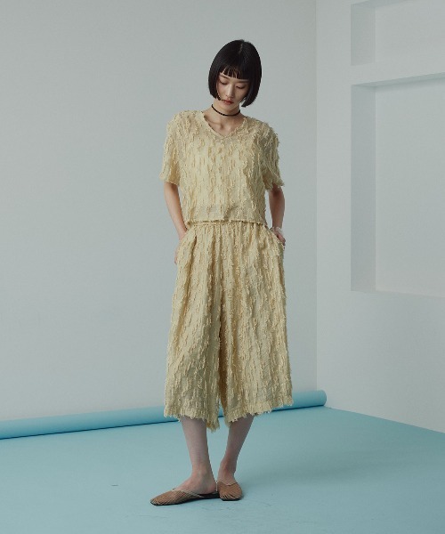 W:Huku(フーク)の「【W:Huku / コットンフリンジジャガード】バミューダ ハーフ パンツ / Cotton Fringe Jacquard Bermuda Shorts(その他パンツ・レディース・ブラック/イエロー系その他/ホワイト・FREE)」の16枚目の写真