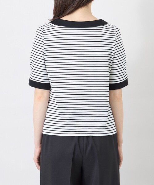 TO BE CHIC(トゥー ビー シック)の「【冨張 愛さん着用】デザインネック ボーダーカットソー(Tシャツ/カットソー・レディース・オフホワイト/チャコールグレー・40)」の8枚目の写真