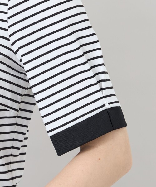 TO BE CHIC(トゥー ビー シック)の「【冨張 愛さん着用】デザインネック ボーダーカットソー(Tシャツ/カットソー・レディース・オフホワイト/チャコールグレー・40)」の9枚目の写真