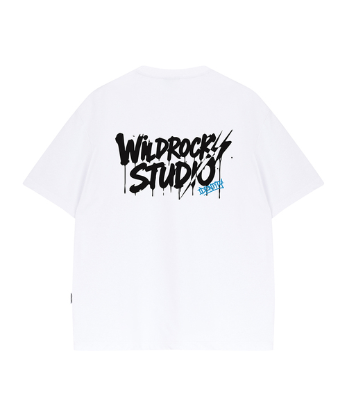 WILDROCK(ワイルドロック)の「ドリップライトニング クールコットンオーバーサイズ半袖Tシャツ(Tシャツ/カットソー・メンズ・ブルー/チャコール/ホワイト/イエロー/ピンク/スカイブルー/ブラック・LARGE/MEDIUM/SMALL)」の2枚目の写真