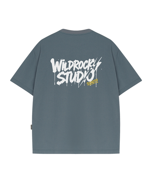 WILDROCK(ワイルドロック)の「ドリップライトニング クールコットンオーバーサイズ半袖Tシャツ(Tシャツ/カットソー・メンズ・ブルー/チャコール/ホワイト/イエロー/ピンク/スカイブルー/ブラック・LARGE/MEDIUM/SMALL)」の5枚目の写真