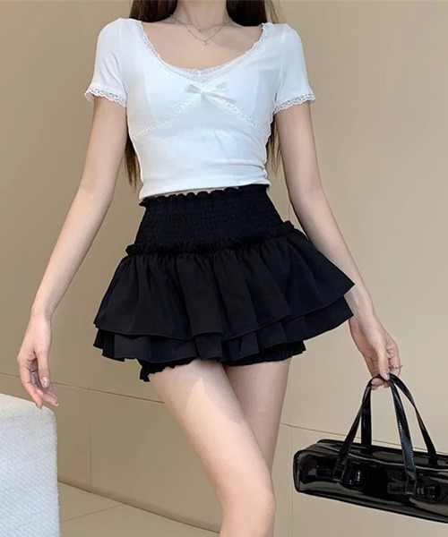 IRADOWL(アイラドール)の「ティアードフリルミニスカパン(スカート・レディース・ブラック/ホワイト・LARGE/SMALL/MEDIUM)」の21枚目の写真