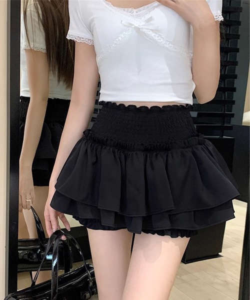 IRADOWL(アイラドール)の「ティアードフリルミニスカパン(スカート・レディース・ブラック/ホワイト・LARGE/SMALL/MEDIUM)」の22枚目の写真