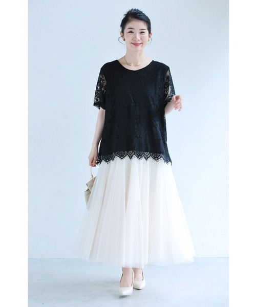 cawaii（カワイイ）の「ゆったりゆるやか総レースカットソートップス（Tシャツ/カットソー・レディース・ホワイト/ブラック・FREE）」の5枚目の写真