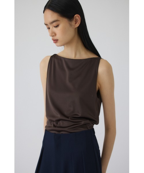 RIM.ARK(リムアーク)の「Triacetate satin tops(トリアセテートサテントップス)(タンクトップ・レディース・ブラウン/ネイビー/ブラック・FREE)」の4枚目の写真
