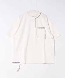 ●ATELANE●ストレッチポンチ フラワープリント、ハンドステッチ、S/S Tee