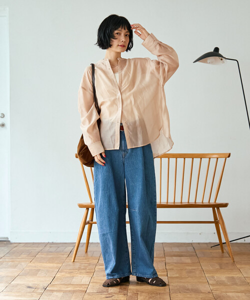 FREAK'S STORE(フリークスストア)の「SOMETHING × FREAK'S STORE/サムシング 別注 TUCK CURVE WIDE DENIM/タックカーブ ワイドデニム/バレルパンツ(デニムパンツ・レディース・ネイビー/ブルー・SMALL/MEDIUM)」の15枚目の写真