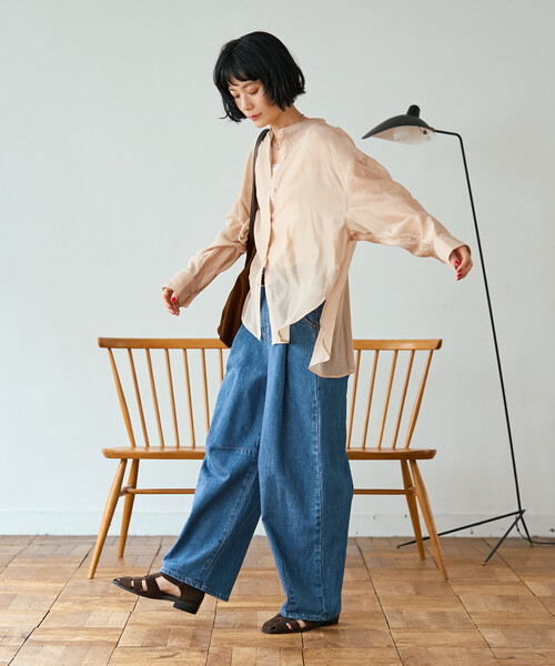 FREAK'S STORE(フリークスストア)の「SOMETHING × FREAK'S STORE/サムシング 別注 TUCK CURVE WIDE DENIM/タックカーブ ワイドデニム/バレルパンツ(デニムパンツ・レディース・ネイビー/ブルー・SMALL/MEDIUM)」の16枚目の写真