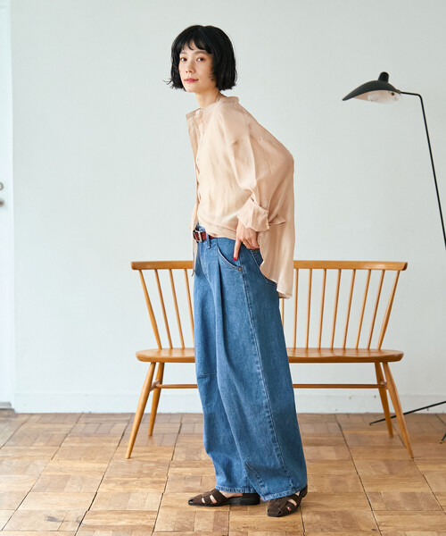 FREAK'S STORE(フリークスストア)の「SOMETHING × FREAK'S STORE/サムシング 別注 TUCK CURVE WIDE DENIM/タックカーブ ワイドデニム/バレルパンツ(デニムパンツ・レディース・ネイビー/ブルー・SMALL/MEDIUM)」の17枚目の写真