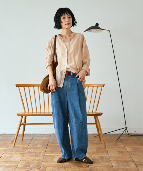 FREAK'S STORE(フリークスストア)の「SOMETHING × FREAK'S STORE/サムシング 別注 TUCK CURVE WIDE DENIM/タックカーブ ワイドデニム/バレルパンツ(デニムパンツ・レディース・ネイビー/ブルー・SMALL/MEDIUM)」の20枚目の写真