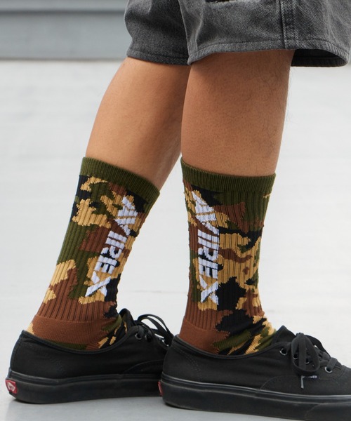 AVIREX(アヴィレックス)の「AVIREX/アビレックス AX Camouflage 3P Socks カモフラージュ 3足組 ソックス 靴下 迷彩柄 サイドプリント クルー丈ソックス 3足セット メンズ 秋 秋服 2026年秋冬(ソックス/靴下・メンズ・カモフラージュ・25-27)」の7枚目の写真