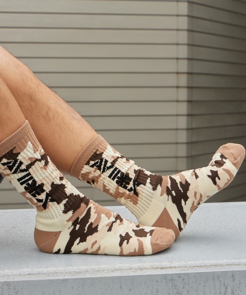 AVIREX(アヴィレックス)の「AVIREX/アビレックス AX Camouflage 3P Socks カモフラージュ 3足組 ソックス 靴下 迷彩柄 サイドプリント クルー丈ソックス 3足セット メンズ 秋 秋服 2026年秋冬(ソックス/靴下・メンズ・カモフラージュ・25-27)」の9枚目の写真