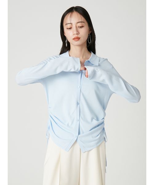 FRAY I.D(フレイアイディー)の「【ウォッシャブル・接触冷感】ドロストデザインニットシャツ(シャツ/ブラウス・レディース・ライトブルー/ブラウン/オフホワイト・F)」の16枚目の写真