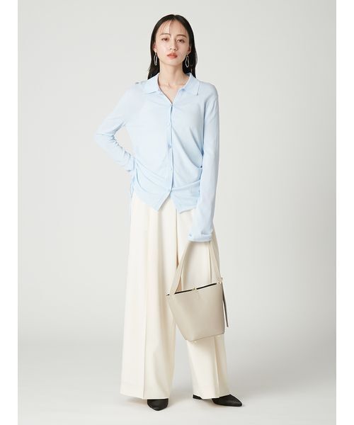 FRAY I.D(フレイアイディー)の「【ウォッシャブル・接触冷感】ドロストデザインニットシャツ(シャツ/ブラウス・レディース・ライトブルー/ブラウン/オフホワイト・F)」の18枚目の写真