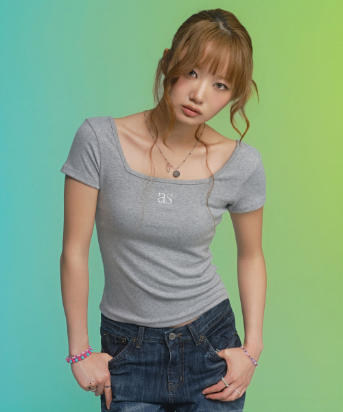 ASON(アズオン)の「SQUARE LINE TEE / GRAY(Tシャツ/カットソー・レディース・その他・FREE)」の8枚目の写真