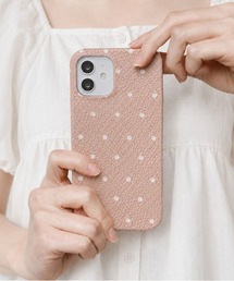 COVERARY（カバラリ）の「イタリアンシュリンクレザー 本革 ドット柄 スマホケース 背面ケース シェル型ケース 全8色　大人可愛い くすみカラー（スマホケース/カバー）」
