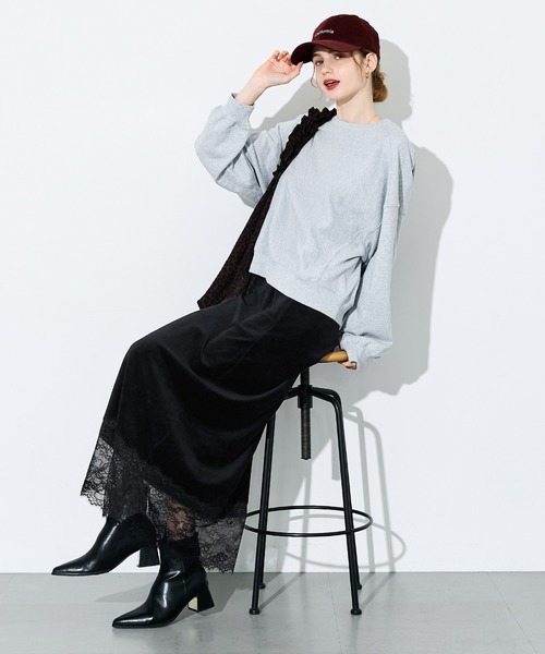 coca（coca）（コカ）の「ベロアレースドッキングスカート（スカート・レディース・ブラック/ブラウン・L/M）」の14枚目の写真