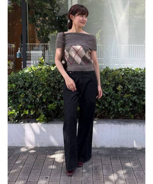 LAGUNAMOON(ラグナムーン)の「【POLO BCSコラボ】アーガイルオフショルニットプルオーバー(ニット/セーター・レディース・ネイビー/ピンク/ブラウン・FREE)」の15枚目の写真