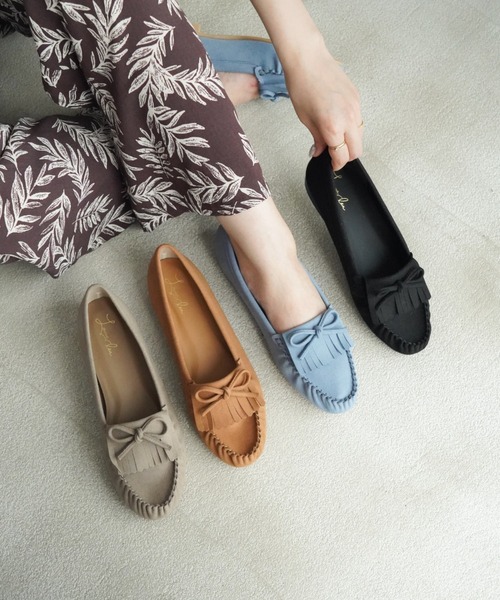 Launa lea(ラウナレア)の「【26秋冬】フリンジモカシンローファー(0635)(モカシン/デッキシューズ・レディース・ブルー系その他/グレー系その他/キャメル/ブラック系その他・23.0cm/22.0cm/23.5cm/22.5cm/24.0cm/24.5cm/25.0cm)」の5枚目の写真