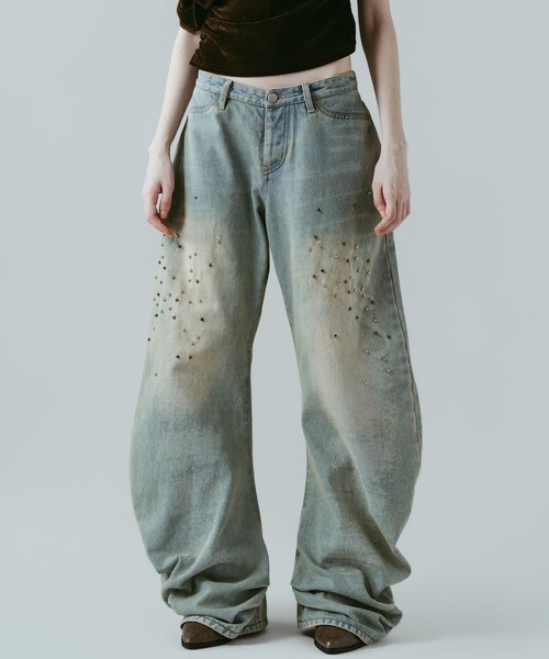 Knuth Marf（クヌースマーフ）の「Knuth Marf / クヌースマーフ studded draped denim pants（デニムパンツ・レディース・ブラック/ブルー・SMALL/X-SMALL）」の10枚目の写真