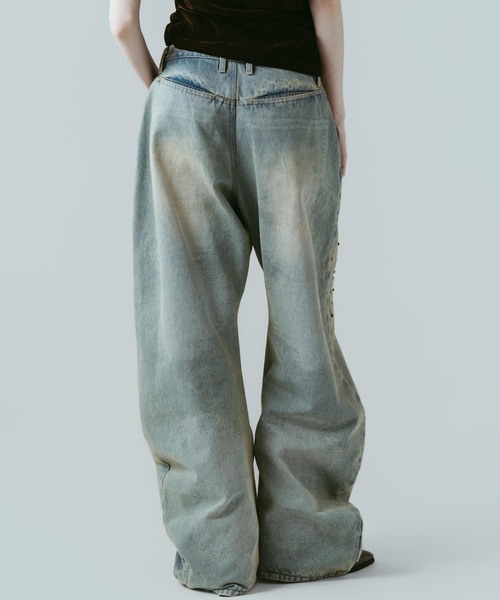 Knuth Marf（クヌースマーフ）の「Knuth Marf / クヌースマーフ studded draped denim pants（デニムパンツ・レディース・ブラック/ブルー・SMALL/X-SMALL）」の12枚目の写真