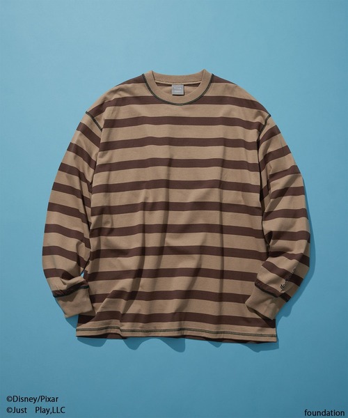 LOWRYS FARM(ローリーズファーム)の「LFM(U) /TOY STORY(トイ・ストーリー)/ボーダーTEEロングスリーブ 782975(Tシャツ/カットソー・メンズ・グレー/ブラウン・LARGE/MEDIUM)」の1枚目の写真