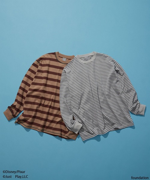 LOWRYS FARM(ローリーズファーム)の「LFM(U) /TOY STORY(トイ・ストーリー)/ボーダーTEEロングスリーブ 782975(Tシャツ/カットソー・メンズ・グレー/ブラウン・LARGE/MEDIUM)」の3枚目の写真