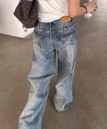 バックスターダメージ加工デニムパンツ
