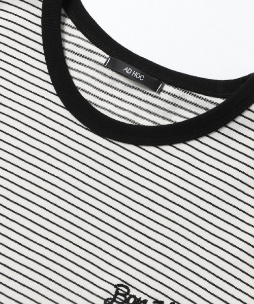 ADHOC(アドホック)の「メンズストライプ半袖ベーシックTシャツ (O-WHITE) (HC6STA8)(Tシャツ/カットソー・メンズ・その他・100/105)」の4枚目の写真