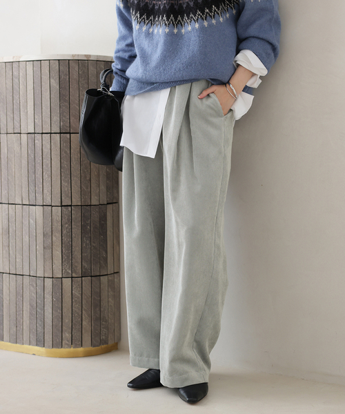 JOURNAL STANDARD(ジャーナルスタンダード)の「《新色あり/追加》コーデュロイワイドパンツ(その他パンツ・レディース・ホワイト×ホワイト/ライトブルー/ブラック系その他・38/36)」の3枚目の写真