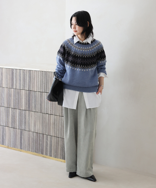 JOURNAL STANDARD(ジャーナルスタンダード)の「《新色あり/追加》コーデュロイワイドパンツ(その他パンツ・レディース・ホワイト×ホワイト/ライトブルー/ブラック系その他・38/36)」の8枚目の写真