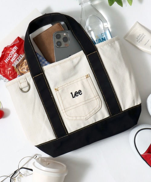Lee（リー）の「Lee（リー）ミニポケット ロゴ刺繍 ランチサイズ キャンバストートバッグ/ミニトート/ランチバッグ（トートバッグ・レディース・ホワイト×ネイビー/ホワイト×レッド/インディゴブルー/ホワイト×グリーン/ホワイト×ブラック・FREE）」の16枚目の写真