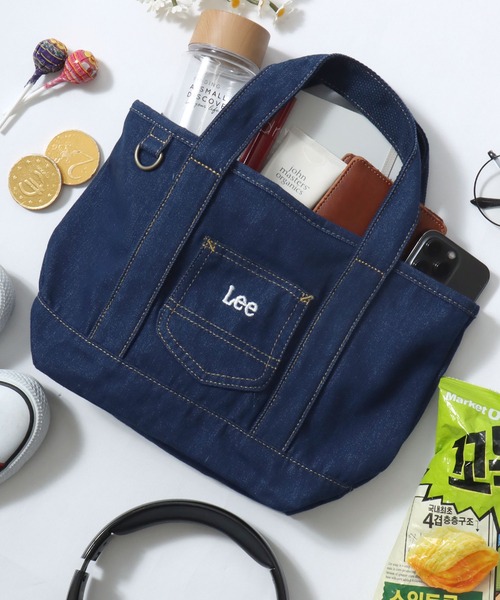 Lee（リー）の「Lee（リー）ミニポケット ロゴ刺繍 ランチサイズ キャンバストートバッグ/ミニトート/ランチバッグ（トートバッグ・レディース・ホワイト×ネイビー/ホワイト×レッド/インディゴブルー/ホワイト×グリーン/ホワイト×ブラック・FREE）」の22枚目の写真