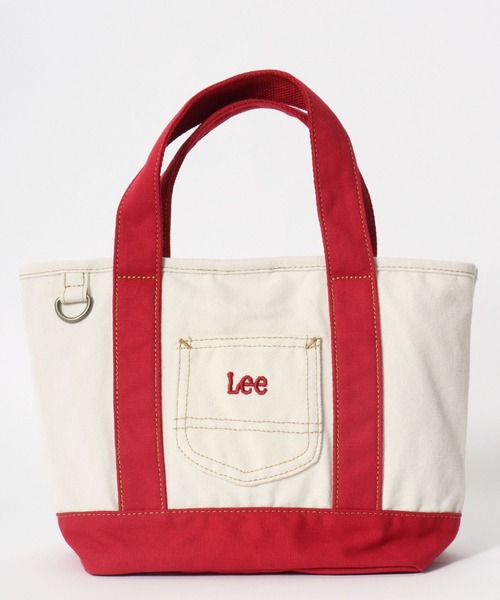 Lee（リー）の「Lee（リー）ミニポケット ロゴ刺繍 ランチサイズ キャンバストートバッグ/ミニトート/ランチバッグ（トートバッグ・レディース・ホワイト×ネイビー/ホワイト×レッド/インディゴブルー/ホワイト×グリーン/ホワイト×ブラック・FREE）」の11枚目の写真