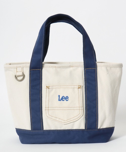 Lee（リー）の「Lee（リー）ミニポケット ロゴ刺繍 ランチサイズ キャンバストートバッグ/ミニトート/ランチバッグ（トートバッグ・レディース・ホワイト×ネイビー/ホワイト×レッド/インディゴブルー/ホワイト×グリーン/ホワイト×ブラック・FREE）」の20枚目の写真