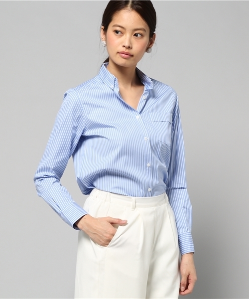 LIMITLESS LUXURY（リミットレスラグジュアリー）の「ストライプシャツ◆（シャツ/ブラウス・レディース・ホワイト/ブルー系その他・FREE）」の2枚目の写真