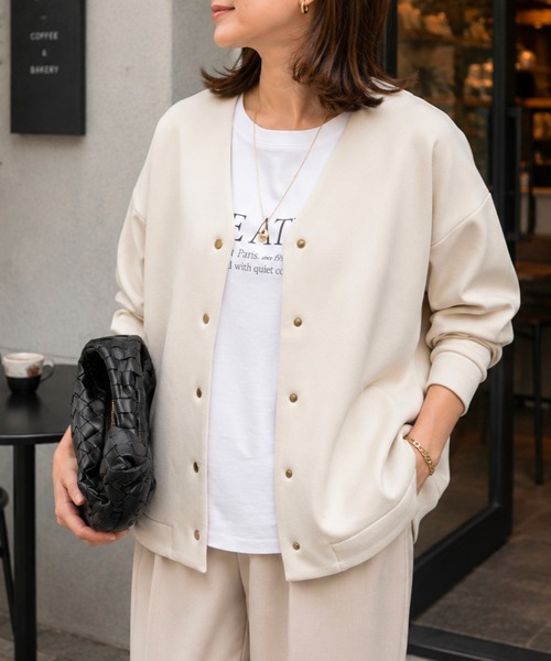 Emma Taylor(エマテイラー)の「【フォルムにこだわったカーディガン】ダンボールコクーンフォルムカーディガン(カーディガン/ボレロ・レディース・チャコールグレー/ブラック/オフホワイト/モカ・FREE)」の12枚目の写真