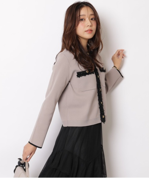 JUSGLITTY(ジャスグリッティー)の「デコラブレードニットジャケット(ニット/セーター・レディース・ピンク/ブラック/ホワイト・2)」の15枚目の写真