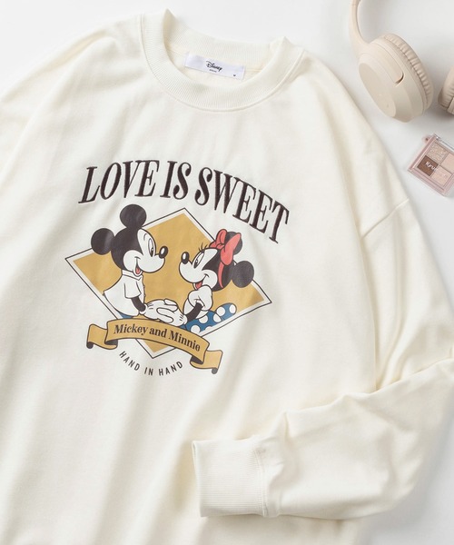 Disney(ディズニー)の「【71】【Disney/ディズニー】ミッキーマウス/ミニーマウス/チップ&デール/裏毛 ビックシルエット クルーネック スウェット/トレーナー/オーバーサイズ/キャラクター/レディース(S)(スウェット・レディース・ブラック/クリーム/グリーン/ブラウン・L/M)」の3枚目の写真
