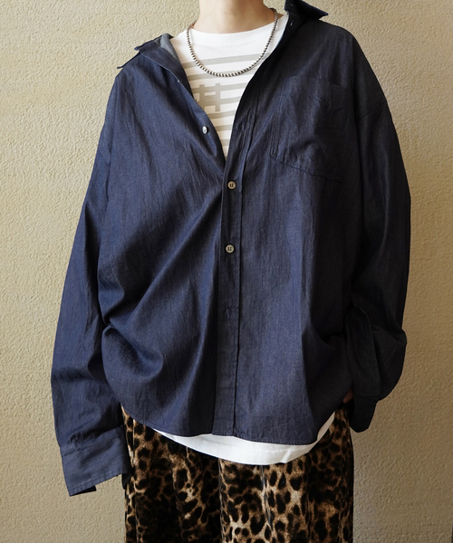 JOURNAL STANDARD LUXE(ジャーナルスタンダード ラックス)の「ライトozデニム レギュラーカラーシャツ(シャツ/ブラウス・レディース・ネイビー/ブルー・FREE)」の1枚目の写真