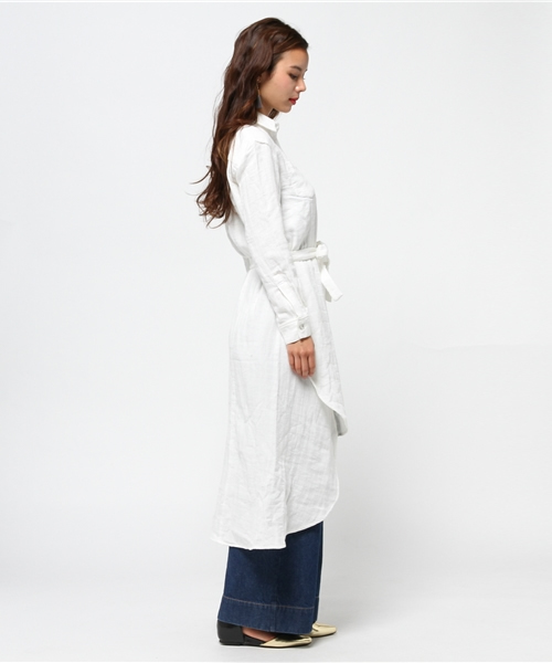 SLY（スライ）の「HIGH SLIT LONG SH（シャツ/ブラウス・レディース・カーキ/ベージュ/オフホワイト・FREE）」の14枚目の写真