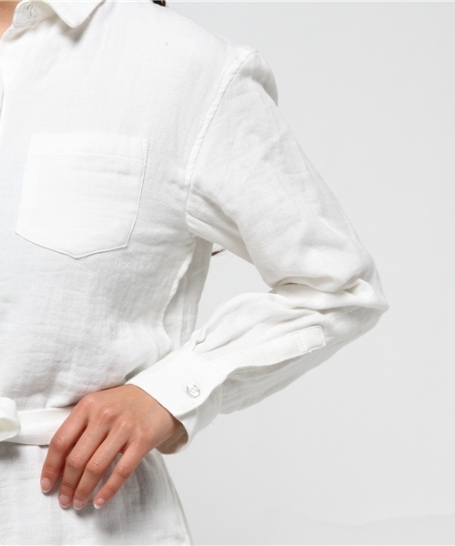 SLY（スライ）の「HIGH SLIT LONG SH（シャツ/ブラウス・レディース・カーキ/ベージュ/オフホワイト・FREE）」の7枚目の写真