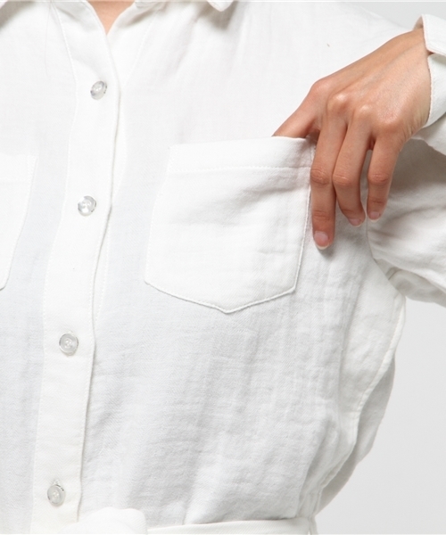 SLY（スライ）の「HIGH SLIT LONG SH（シャツ/ブラウス・レディース・カーキ/ベージュ/オフホワイト・FREE）」の8枚目の写真