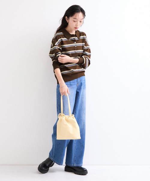 le cercle ADAM ET ROPE'(ルセルクルアダムエロペ)の「襟付きボーダーニットプルオーバー(ニット/セーター・レディース・ホワイト系その他5/ブラウン系その他2/ブルー系その他2・FREE)」の6枚目の写真