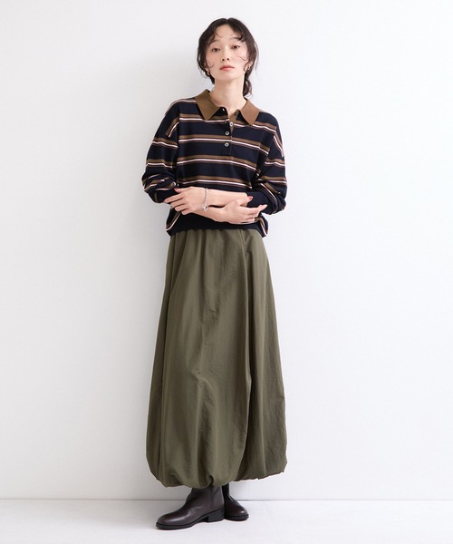 le cercle ADAM ET ROPE'(ルセルクルアダムエロペ)の「襟付きボーダーニットプルオーバー(ニット/セーター・レディース・ホワイト系その他5/ブラウン系その他2/ブルー系その他2・FREE)」の8枚目の写真