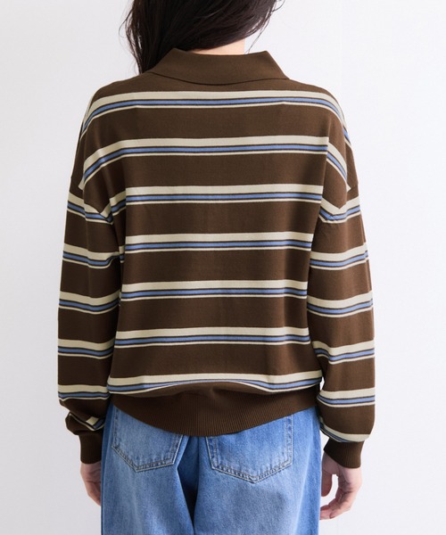 le cercle ADAM ET ROPE'(ルセルクルアダムエロペ)の「襟付きボーダーニットプルオーバー(ニット/セーター・レディース・ホワイト系その他5/ブラウン系その他2/ブルー系その他2・FREE)」の17枚目の写真